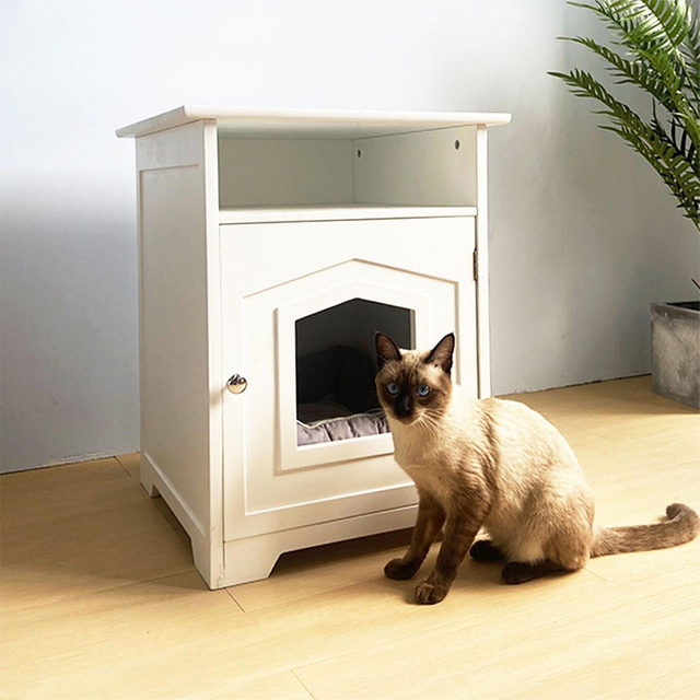 Geschlossener Katzenmüllboxmöbelhaus mit Tür